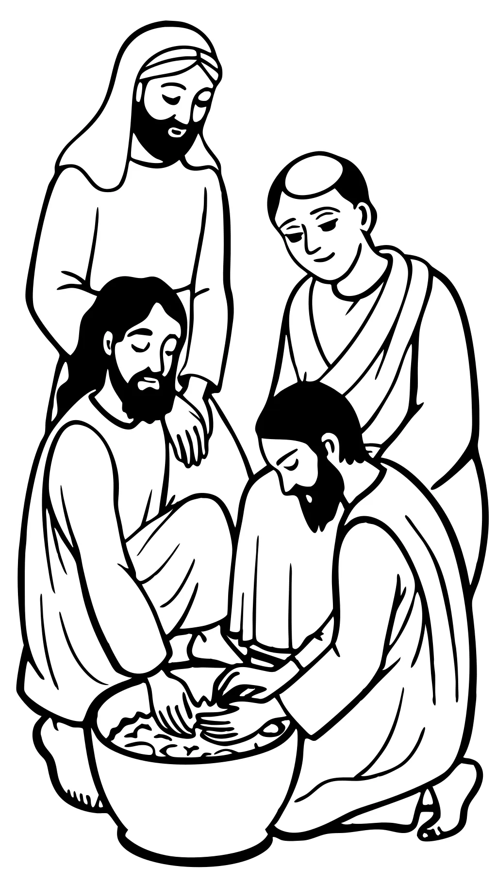 jesus washes disciples feet coloring page